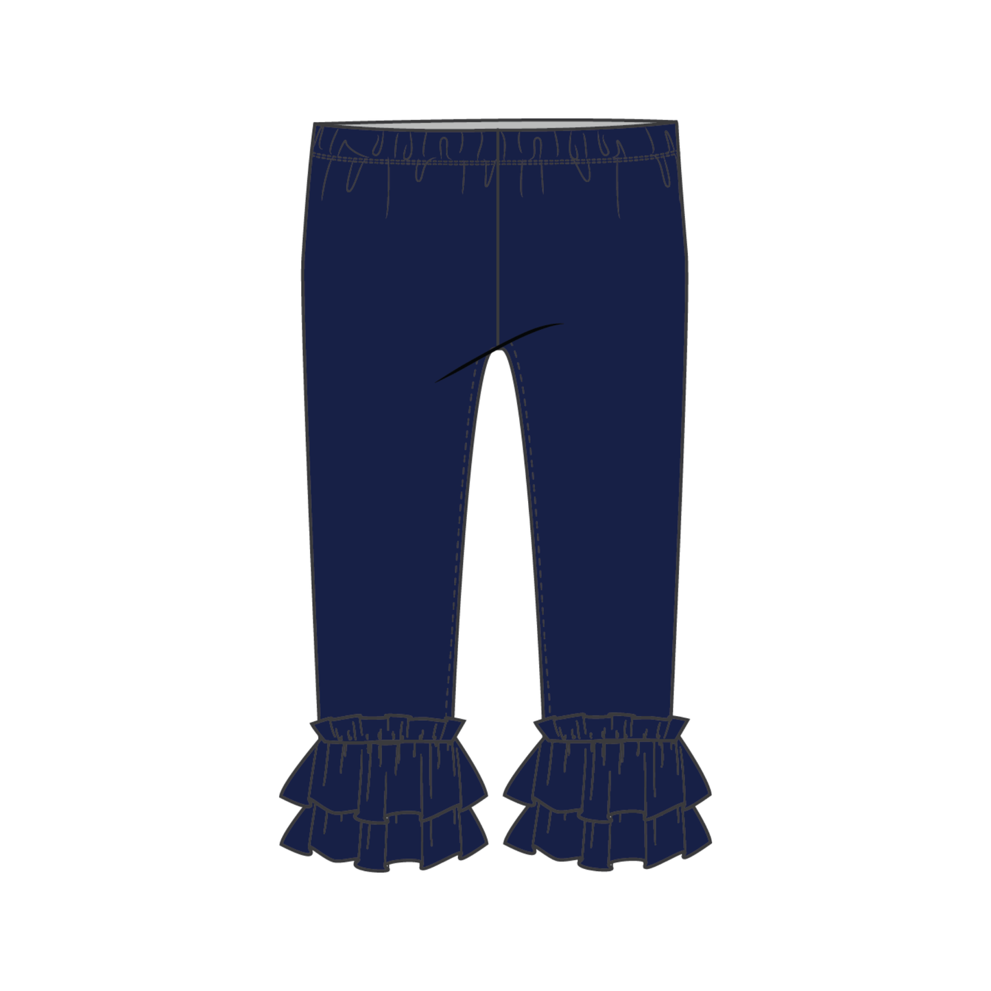 Navy Knit Ruffle Pant - Ready to Ship