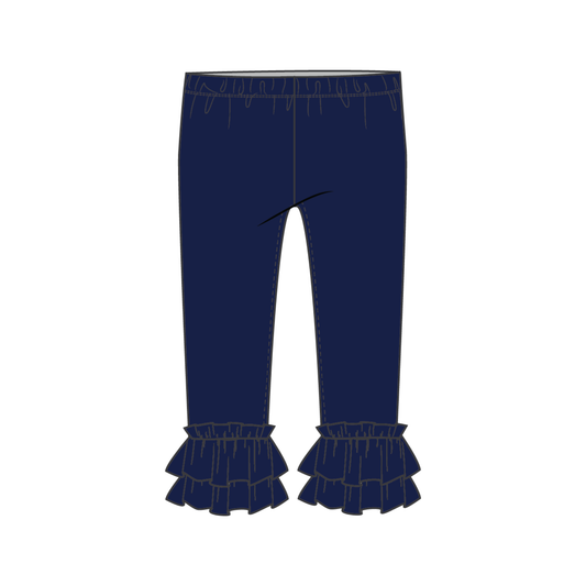 Navy Knit Ruffle Pant - Ready to Ship