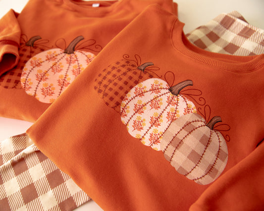 Patchwork Pumpkin Sweatshirt & Legging Set *Pre-Order - Ships Late September/Early October*