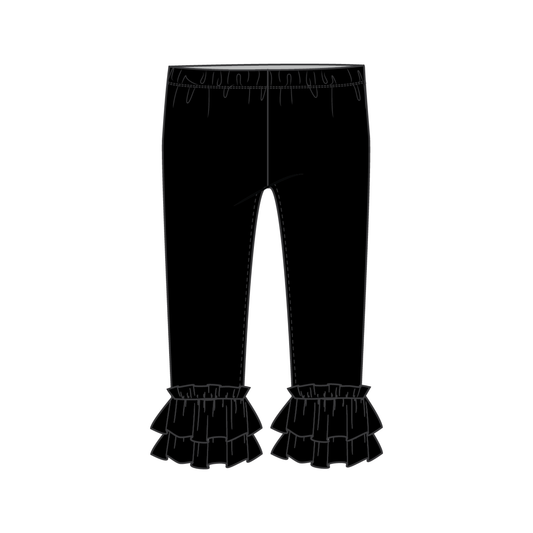 Black Knit Ruffle Pant - Ready to Ship