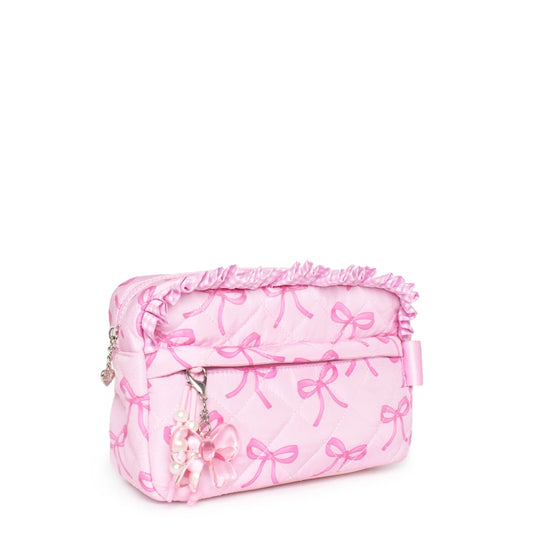 Pink Bow Quilted Zipper Pouch