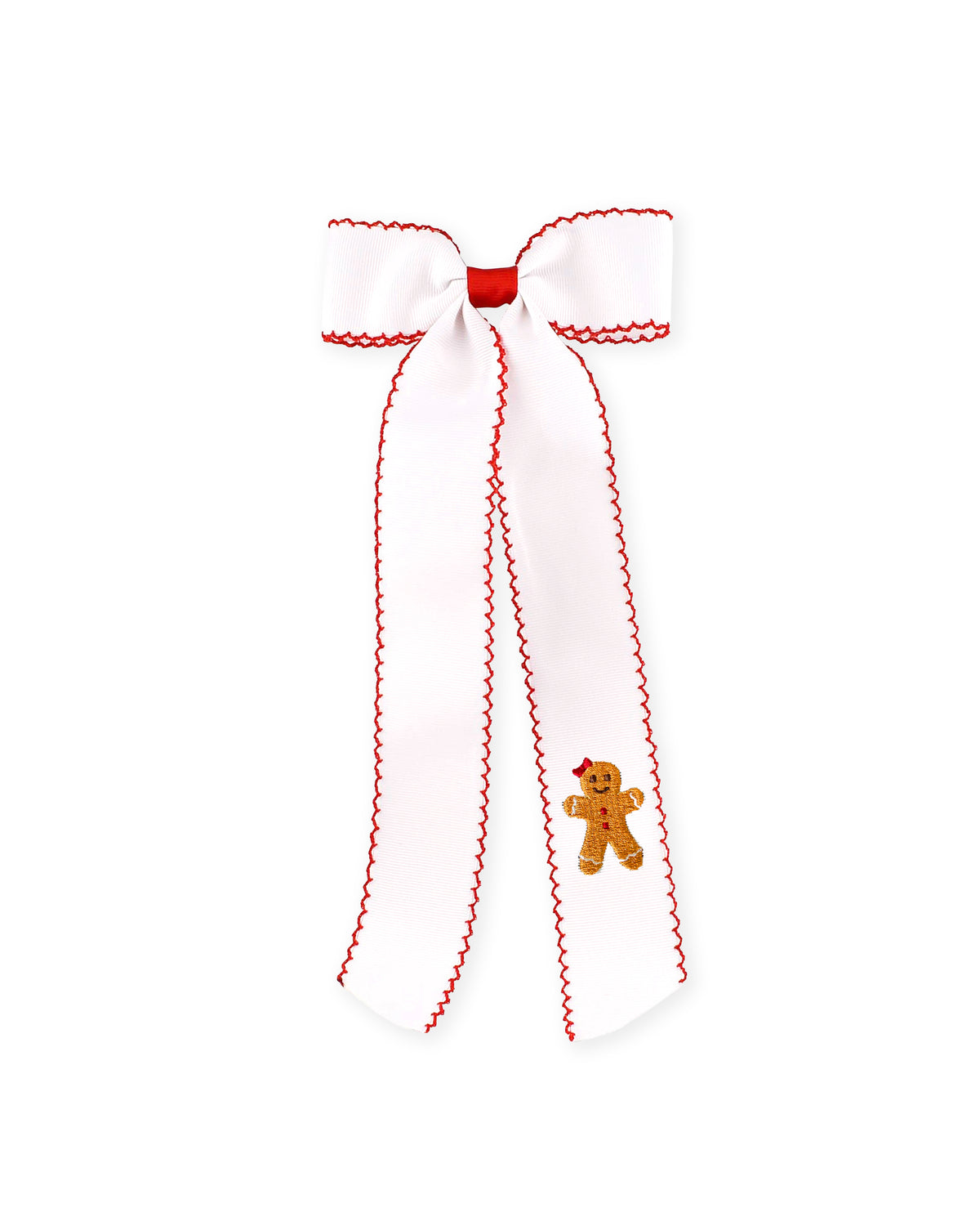 Gingerbread Embroidered Long Tail Bow