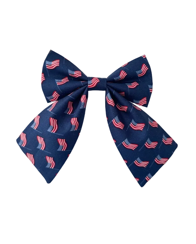 American Girl Flag Hair Bow - Navy