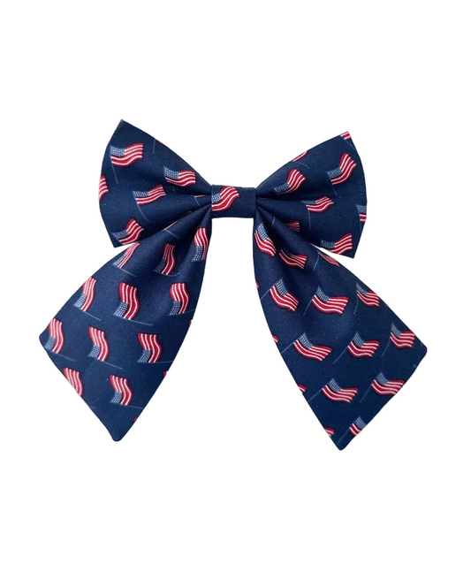 American Girl Flag Hair Bow - Navy