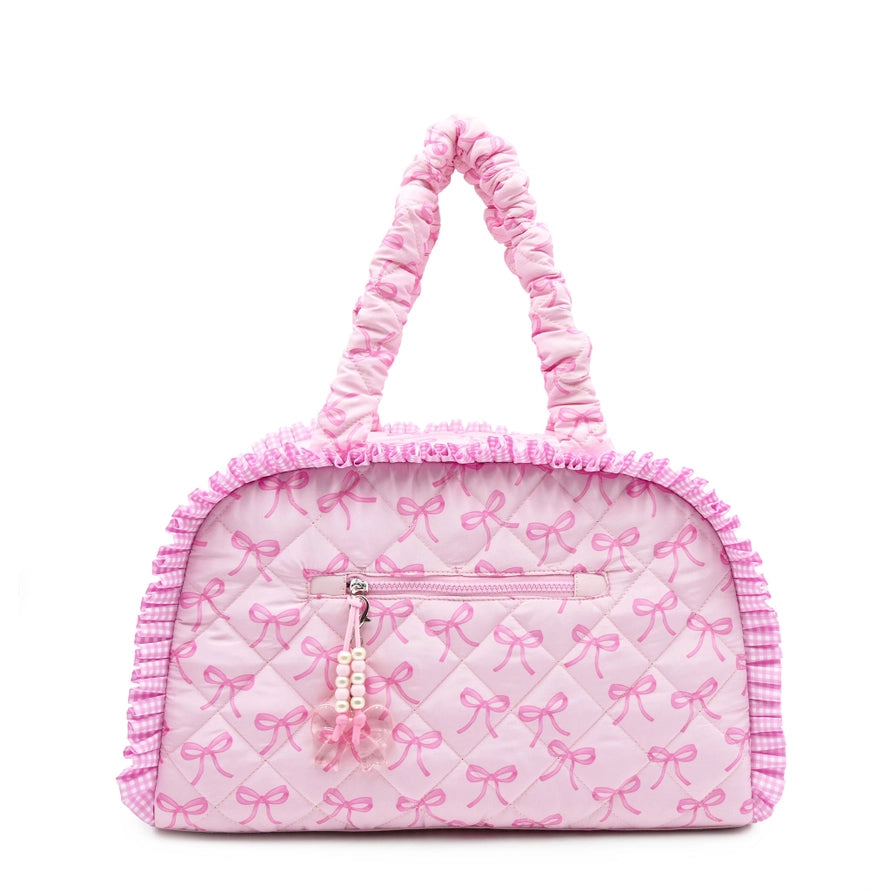 Pink Bow Quilted Duffle Bag