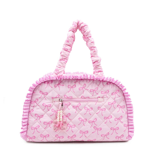Pink Bow Quilted Duffle Bag