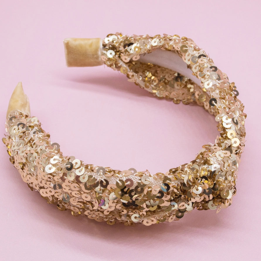 Gold Sequin Knot Headband