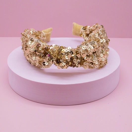 Gold Sequin Knot Headband