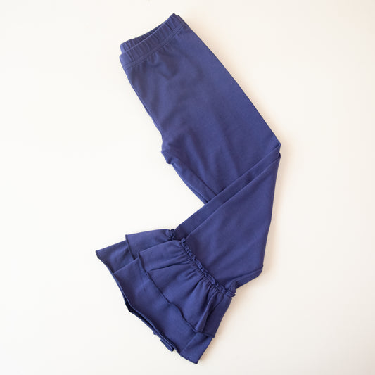 Navy Knit Ruffle Pant (Ready to Ship)