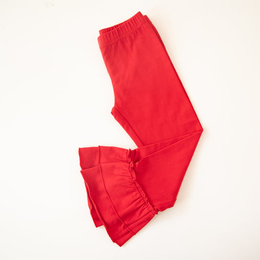 Red Knit Ruffle Pant (Ready to Ship)