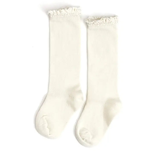 Ivory Lace Top Knee High Socks