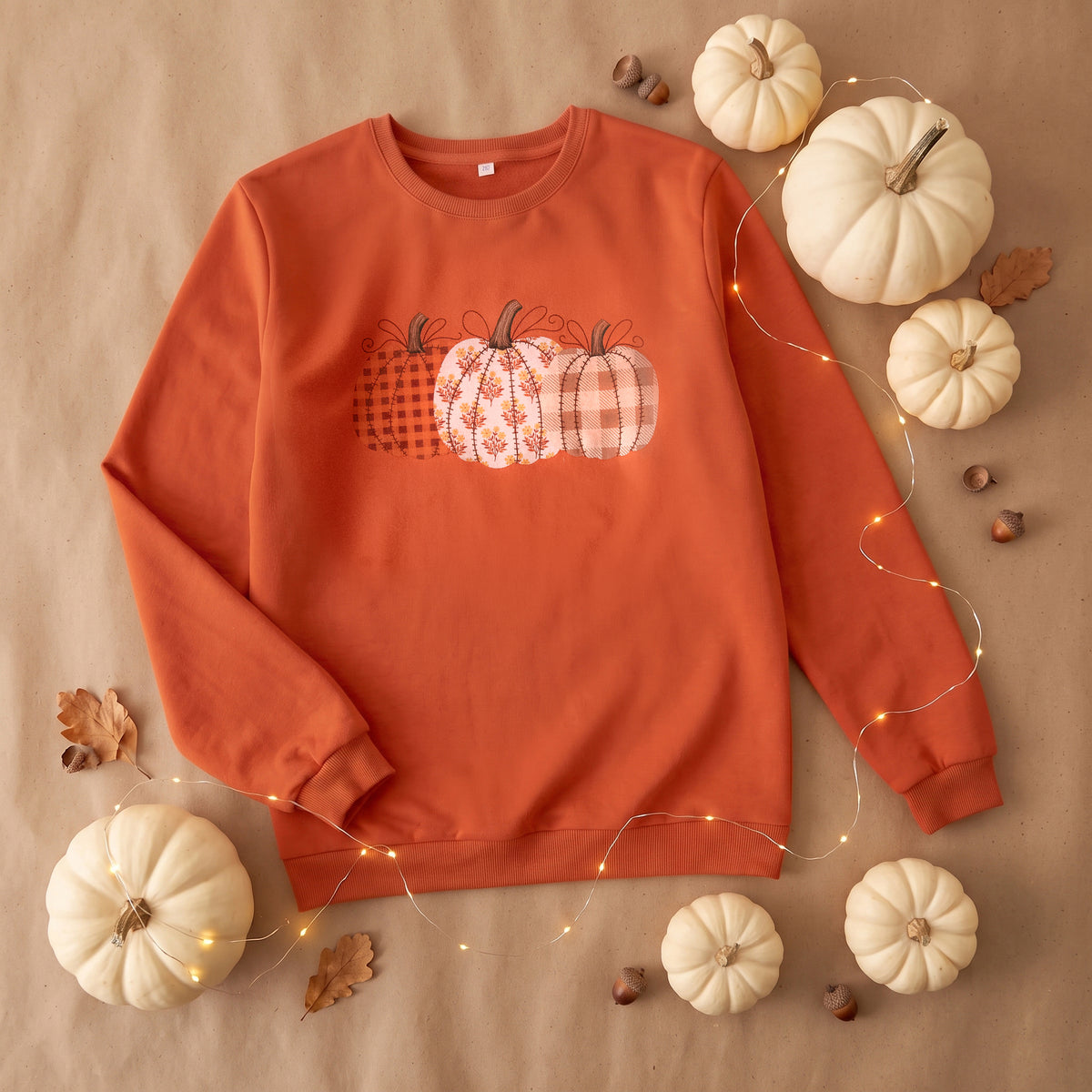 Patchwork Pumpkin Adult Sweatshirt - Ready to Ship