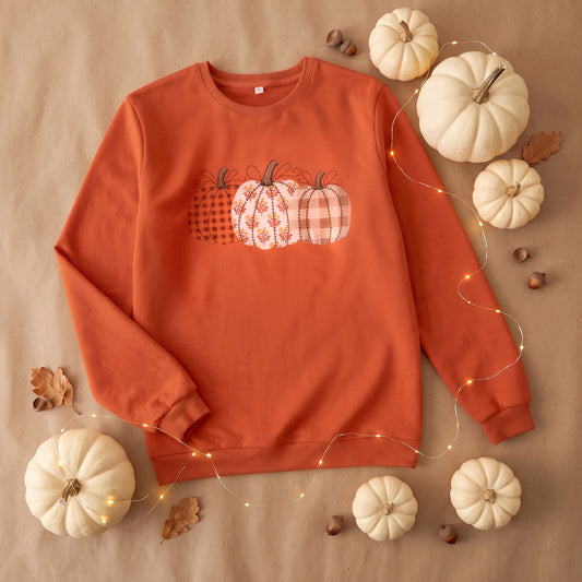 Patchwork Pumpkin Adult Sweatshirt *Pre-Order Ships Late September/Early October*