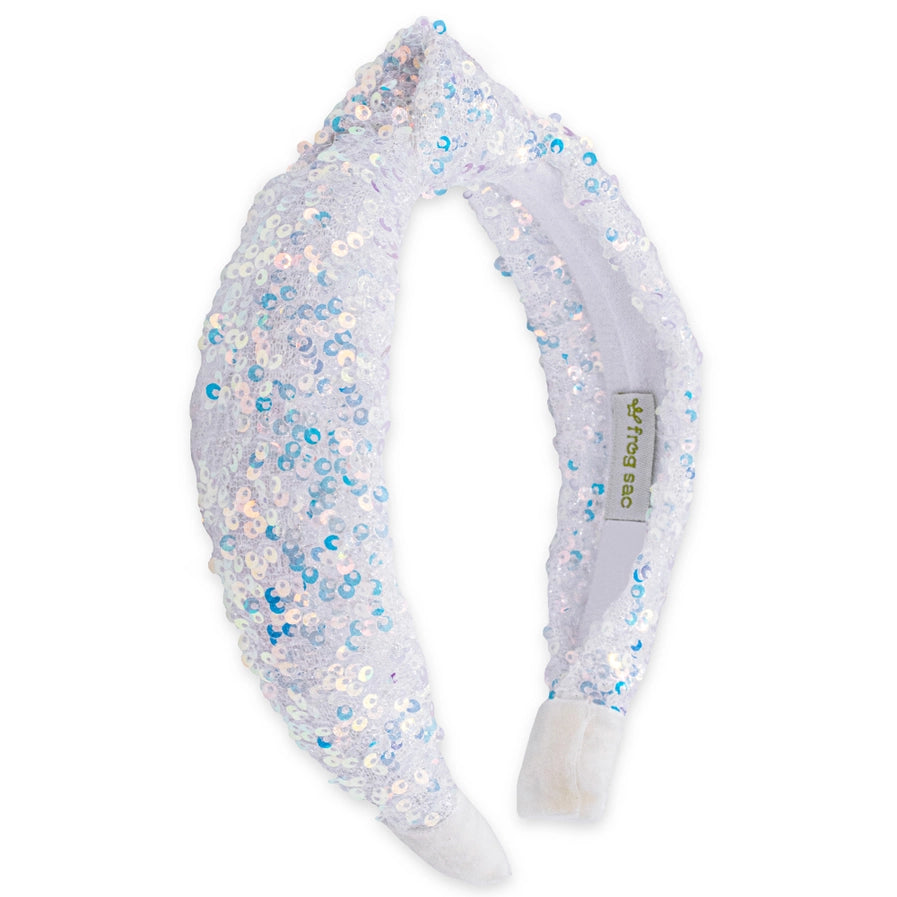 White Sequin Knot Headband