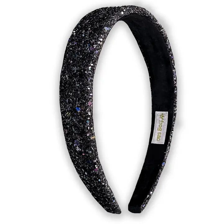 Black Tapered Chunky Glitter Headband