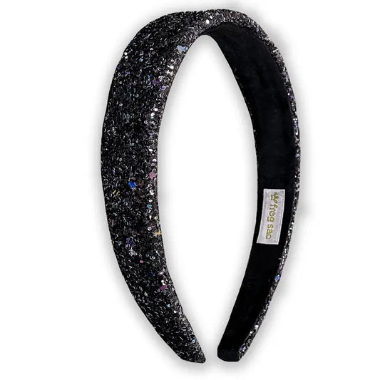 Black Tapered Chunky Glitter Headband