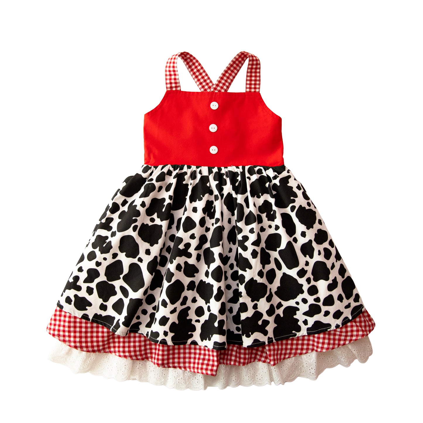 Farm Friends Dress - Cow Print *Pre-Order - Ships June 2026*
