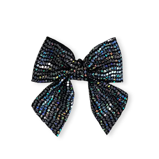 Black Shimmer Dot Hair Bow