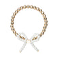 Gold Beaded Stretch Bracelet with Pearl Bow (Kids)