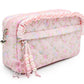 Pink Floral Quilted Zipper Pouch