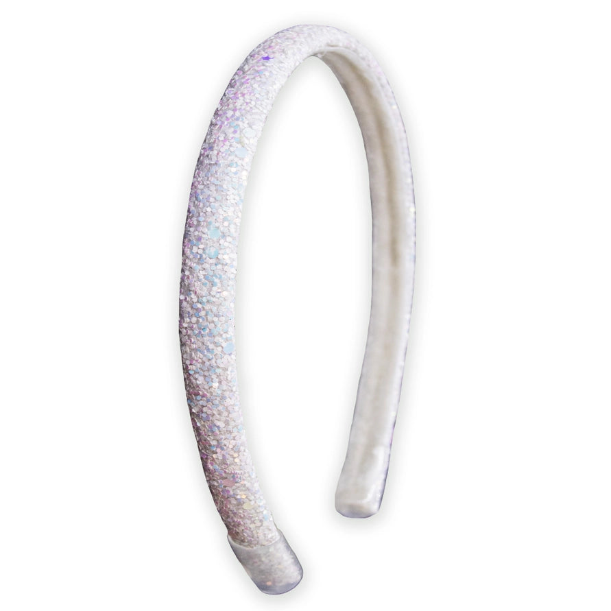 White Glitter Thin Headband